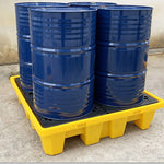 Spill Pallet Single Drum Pallet 43 Liters Spill Capacity 670*670*150mm Injection Molding Process Leak-proof Pallet Platform Chemical Warehouse Oil Container Petroleum Drums Dangerous Waste Liquid Oil Pan