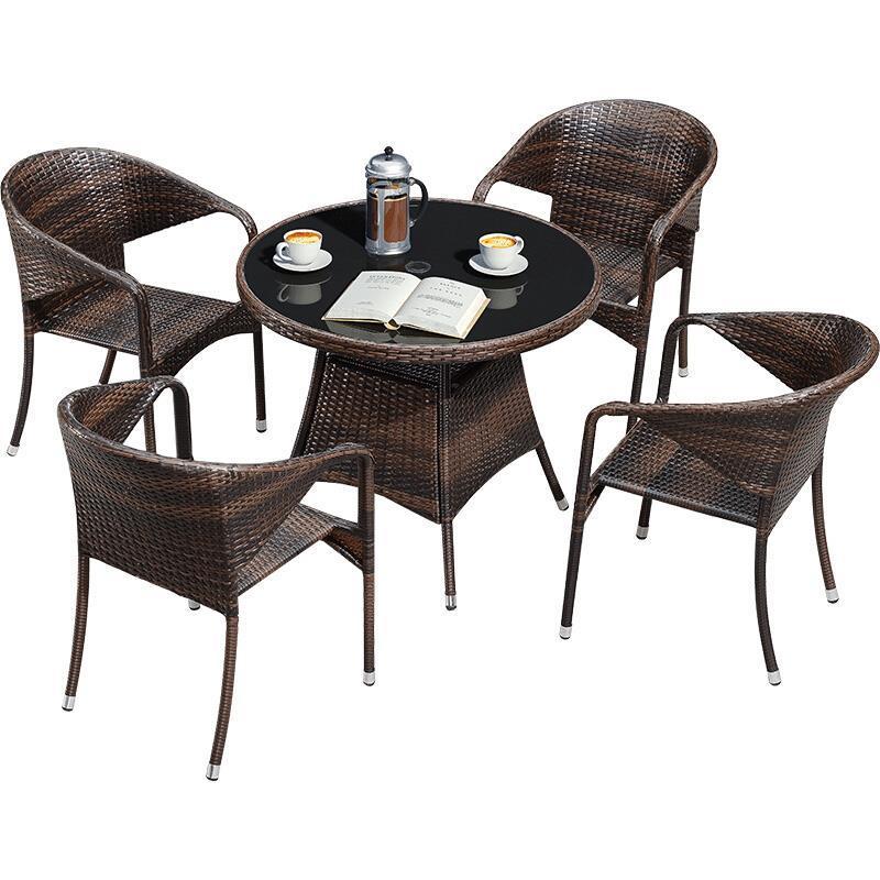 Three Piece Set Outdoor Leisure Table And Chair Combination Balcony Terrace Rattan Chair Garden Chair Outdoor Dining Table