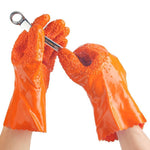 Full Immersion Rubber Labor Protection Gloves Thickened Particles Antiskid Wear Resistant Acid And Alkali Resistant Gloves 5 Pairs / Pack