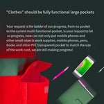 Reflective Vest Zipper Multi-Pocket Safety Vest Traffic Safety Warning Vest 4 Reflective Strips for Sanitation Construction Riding - Fluorescent Red