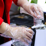 Disposable PE Thickened Gloves For Food Catering Beauty And Housework Transparent Plastic Hand Film 3 Bags ( 100 Pieces / Bags )