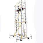 6.3m Aluminum Alloy Scaffold 2200 * 2100 * 6300 Mm Folding Lifting Platform With Wheel Movable Frame Engineering Ladder Mobile Scaffold