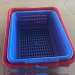 Square Screen Rectangular Plastic Square Screen Sorting Distribution Basket Plastic Basket Vegetable Basket Kitchen Storage Basket Fruit Drainage Basket Blue 406 * 312 * 118mm