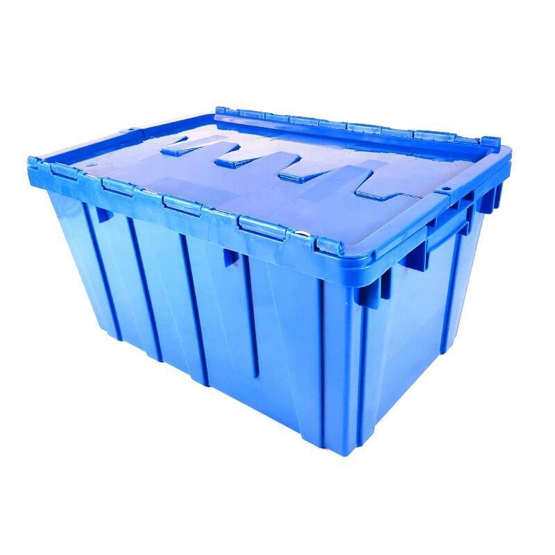 Inclined Plug Turnover Box With Cover Logistics Transfer Box Material Basket Inclined Plug Box Super Distribution Box Blue 600 * 400 * 340mm