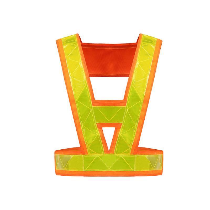 Fluorescent Orange Reflective Vest Warp Knitted Fabric Thickened Reflective Lattice