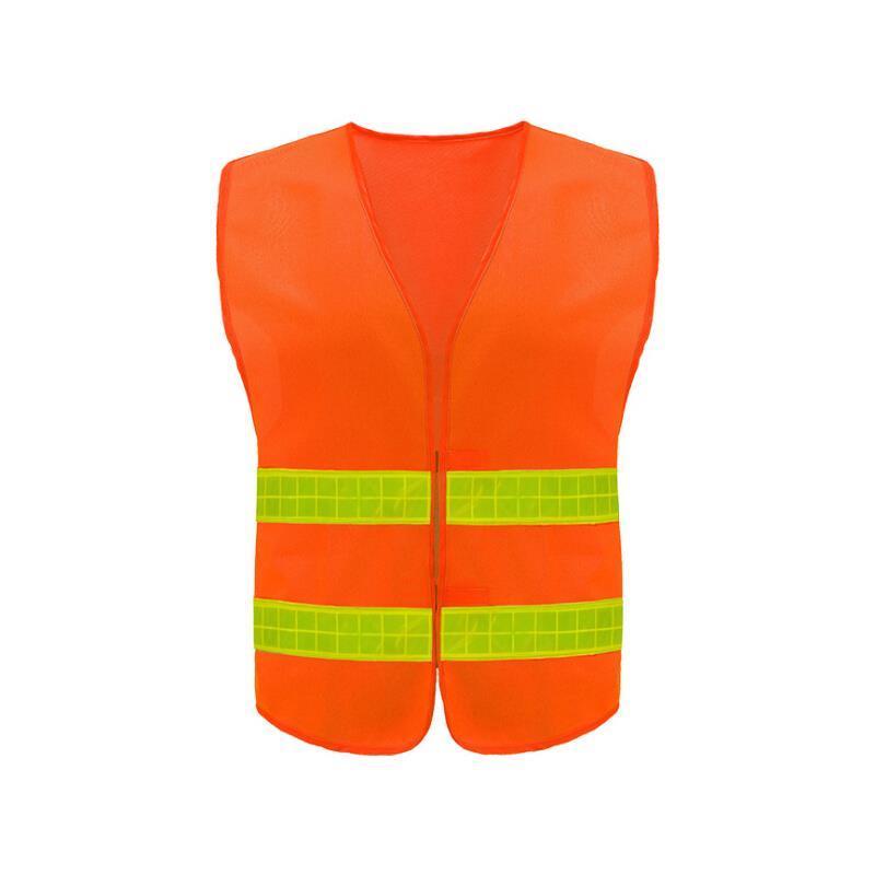 Reflective Vest Back Center Warp Knitted Fluorescent Orange Men & Women