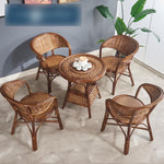 Single Weaving Chair Living Room Teng Chair Tea Table Elderly Leisure Armchair Balcony Small Table And Chair Combination (honey Color)