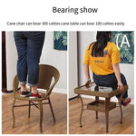 Balcony Tables And Chairs Rattan Chair Three Piece Set Woven Chair Household Small Square Table Leisure Tables And Chairs Coffee Black