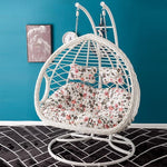 Hanging Basket Rattan Chair Double Pole Indoor Swing Hammock Hanging Basket Chair Balcony Cradle Chair Upgrade Wood Grain Color With Carpet Cushion