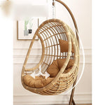 Swing Hanging Chair Hanging Basket Rattan Chair Household Single Rocking Chair Indoor Balcony Lazy Hanging Chair Thick Line Retro Yellow With Cushion
