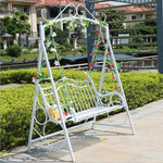 Outdoor Double Swing Chair Children's Swing Hanging Chair Courtyard Adult Cradle White Vertical Grain Iron