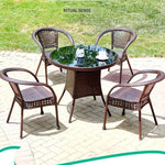 Balcony Table Chair Rattan Chair Three Piece Set Outdoor Small Tea Table Combination Two Chairs One Table With Cushion