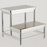 Climbing Stool Double Layer Stainless Steel Height 50cm Width 60cm Upper Width 25cm Lower Width 50cm