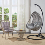 Hanging Basket Rattan Chair Rocking Chair Swing Family Hammock Indoor Balcony Drop Hanging Basket Brown + Tea Table + Chair Thickened And Enlarged Suspender