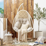 Indoor Double Rattan Chair With Pear Net Hanging Basket And Outdoor Single Chair Set