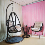 Balcony Hanging Basket Rattan Chair Swing Cradle Hanging Chair Tables And Chairs Leisure Furniture Space Basket White Single + Tea Table + Leisure Chair