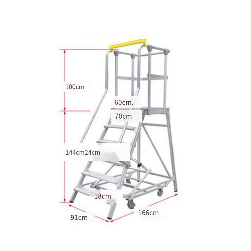 Climbing Ladder 6 Steps Platform Height 1.49 m And 1 m Guardrail Height Silver Aluminum