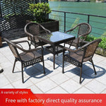 Outdoor Courtyard Table And Chair Combination Balcony Rattan Three Piece Set Modern Simple Home Stay Rattan Chair Resort Courtyard Teahouse PE Imitation Leisure Combination 2 High Back Chairs + 64 Storage Table