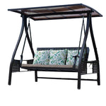 Rocking Chair Reclining Outdoor Swing Cast Aluminum Alloy Solar Hanging Balcony Two Person Leisure Basket Adult Courtyard - USun Panel Three Person + Solar Atmosphere Lamppgrade - PC