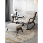Light Luxury Furniture New Chinese Solid Wood Rocking Chair Recliner Adult Family Small Balcony Leisure Lazy Sofa Rocking Afternoon Couch Rocking Chair (light Gray)