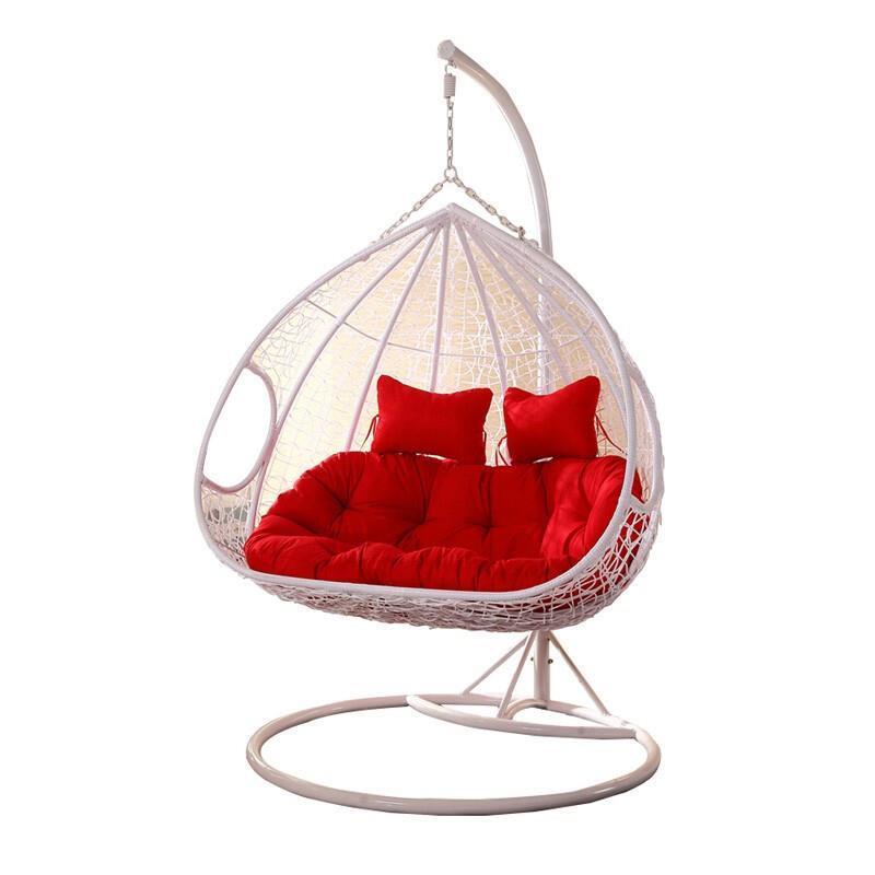Hanging Basket Single Chair Balcony Swing Indoor Rattan Rocking Reclining Chair Bird's Nest Courtyard Rattan Single Double Bird's Nest Dormitory Bedroom Hammock Single White With Armrest + Big Gift Bag