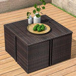 Outdoor Balcony Leisure Table And Chair Combination Courtyard Garden Terrace Rattan Chair Villa Courtyard Table And Chair 4 Chairs + 4 Benches + Square Table