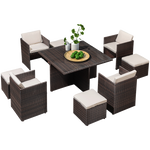 Outdoor Balcony Leisure Table And Chair Combination Courtyard Garden Terrace Rattan Chair Villa Courtyard Table And Chair 4 Chairs + 4 Benches + Square Table