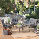 Balcony Sofa Outdoor Room Rattan Chair Tea Table Rattan Table Chair Courtyard Terrace Leisure Villa Garden Leisure Sofa Chair Furniture One Table Two Chairs