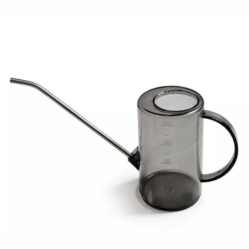 Dwaterdo Flower Watering Kettle Garden Sprayer Sprinkling Kettle Small Watering Pot Potted Plant Stainless Steel Long Mouth Watering Pot Transparent Watering Kettle 1L (grey)