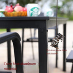 Outdoor Rectangular Table Single Table Iron Cafe Leisure Courtyard Room External Table Garden Plastic Wood Table Chair Buck Chair Teak Black Frame