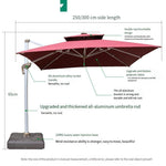 Outdoor Umbrella Balcony Leisure Rooftop Garden Umbrella Windproof Stall Aluminum Alloy Roman Umbrella Sunshade Square 3m Stone Seat