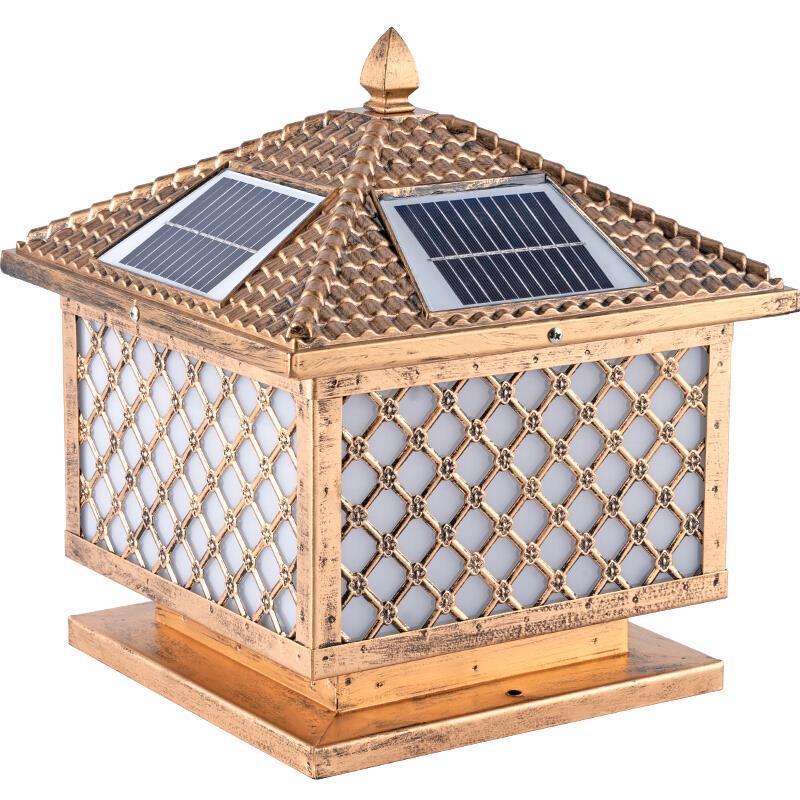 Wall Column Head Lamp Solar Energy Outdoor Courtyard Lamp Waterproof Outdoor Door Column Lamp Garden Villa Gate Household Lamp