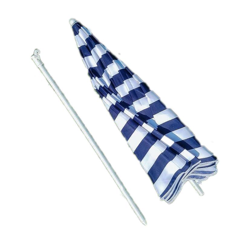 Blue And White Stripe 2m Outdoor Sunshade Umbrella Large Stall Umbrella Sun Umbrella Beach Umbrella Rainproof And Sunscreen Folding Booth Umbrella Courtyard Umbrella (Without Umbrella Seat)