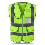 Reflective Vest Zipper Reflective Vest Fluorescent Yellow Green Car Traffic Safety Warning Vest 4 Reflective Strips Environmental Sanitation Construction Duty Riding Safety Suit Fluorescent Color