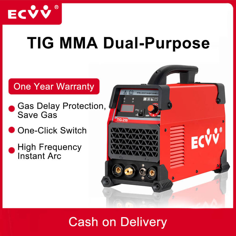 ECVV 250Amp TIG MMA Dual-Purpose 220V Electric Welding Machine IGBT DC Inverter TIG Welding Machine ( Accessories only include Hexagonal Wrench and Quick Plug)