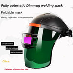 Electric Welding Foldable Mask, Solar Automatic Dimming Half Mask, Welder's Protective Welding Helmet, With 5 Piece Protective Films