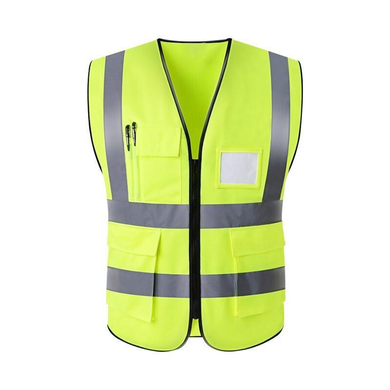 Fluorescent Yellow Safety Vest Reflective Worker Vest Reflective Fluorescent Multi Pocket Safety Suit for Construction Worker Traffic Sanitation