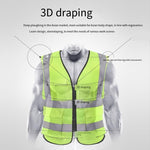 Reflective Vest Reflective Clothing Traffic Cycling Vest Car Safety Warning Vest Police Sanitation Construction Duty Safety Suit Fluorescent Mesh Multi-pocket Zipper