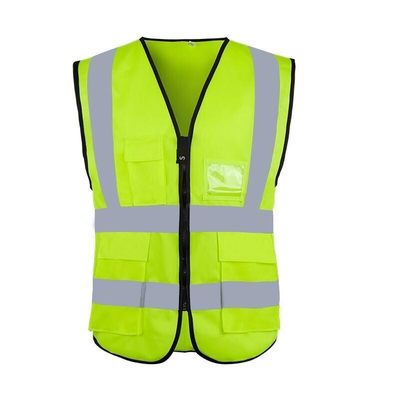Reflective Vest Car Annual Inspection Safety Suit Sanitation Safety Vest Multi Pocket Construction Vest - Fluorescent Green (with Pocket)