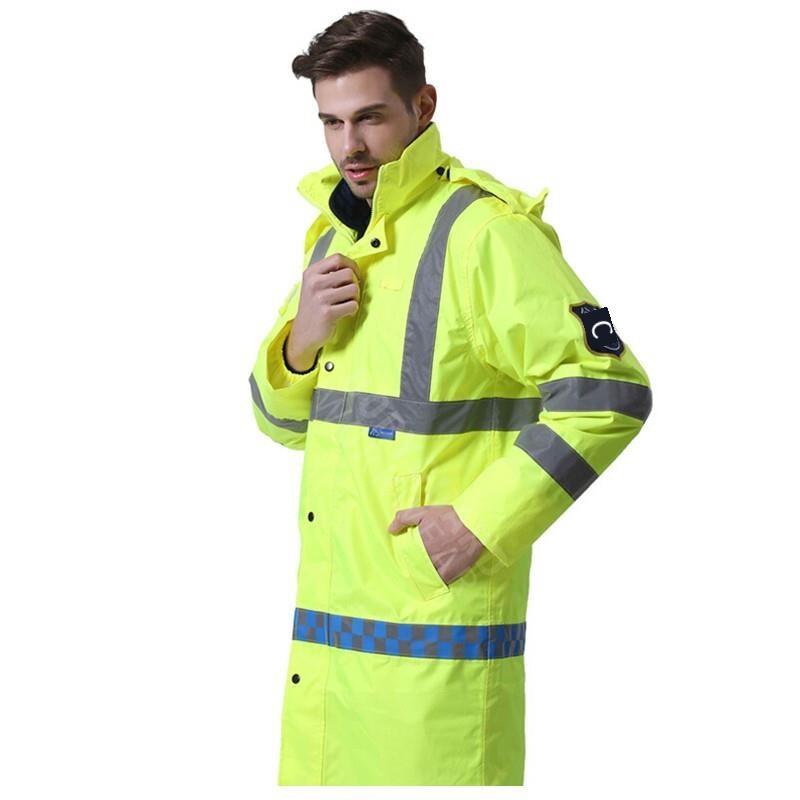 Long PU Coated Windproof And Rainproof Suit Fluorescent Yellow Size S-3XL