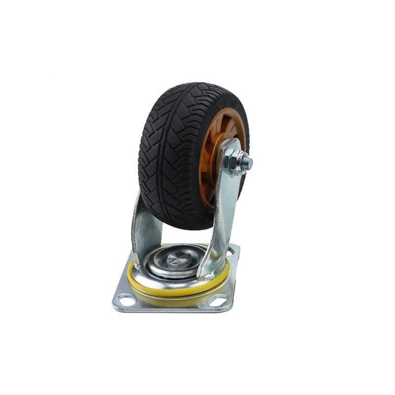 6 Inch Caster Silent Solid Rubber Wheel Flat Cart Wheel Heavy Caster Brake Wheel Black Gold