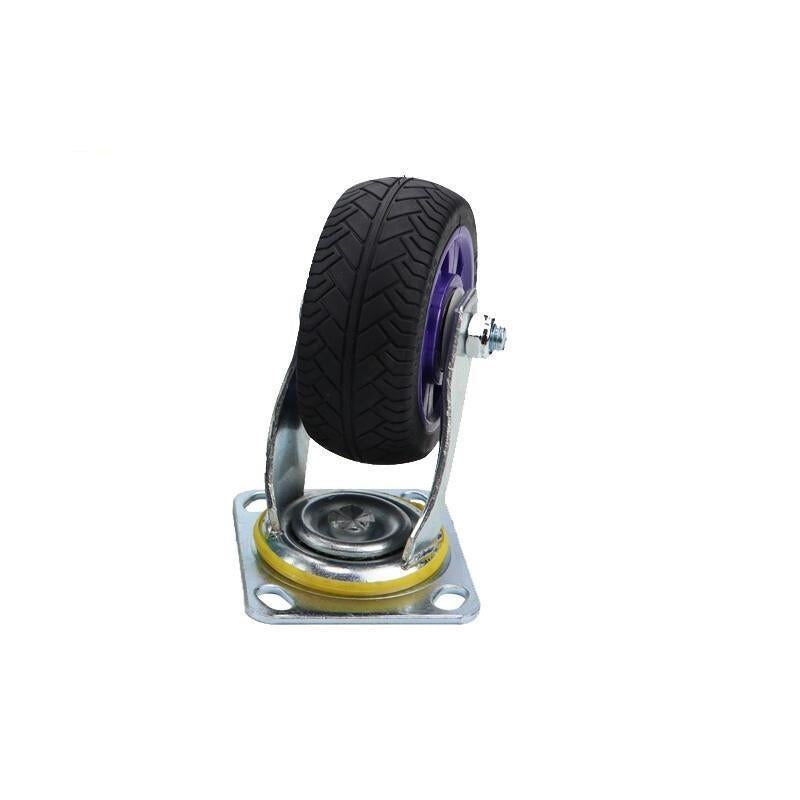 Caster Silent Solid Rubber Wheel Flat Cart Wheel Heavy Caster 6 Inch Universal Wheel Black Purple