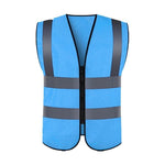 Reflective Vest Zipper Reflective Vest Fluorescent Blue Car Traffic Safety Warning Vest 4 Reflective Strips Environmental Sanitation Construction Duty Riding Safety Suit