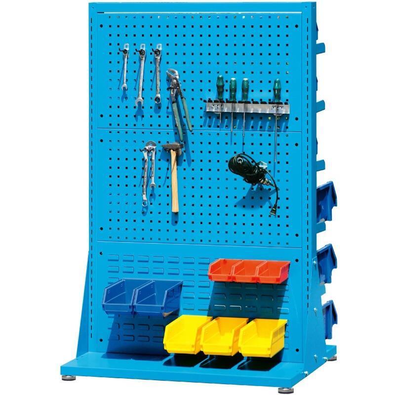 Fixed Double Side Material Finishing Rack 1000 × 610 × 1565mm (2 Square Holes 1 Louver 21 Parts Box) Blue