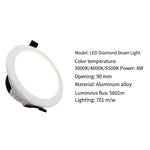 Led Downlight 3.5 8w Warm Light 3000k Hole Size 9cm Diamond Series