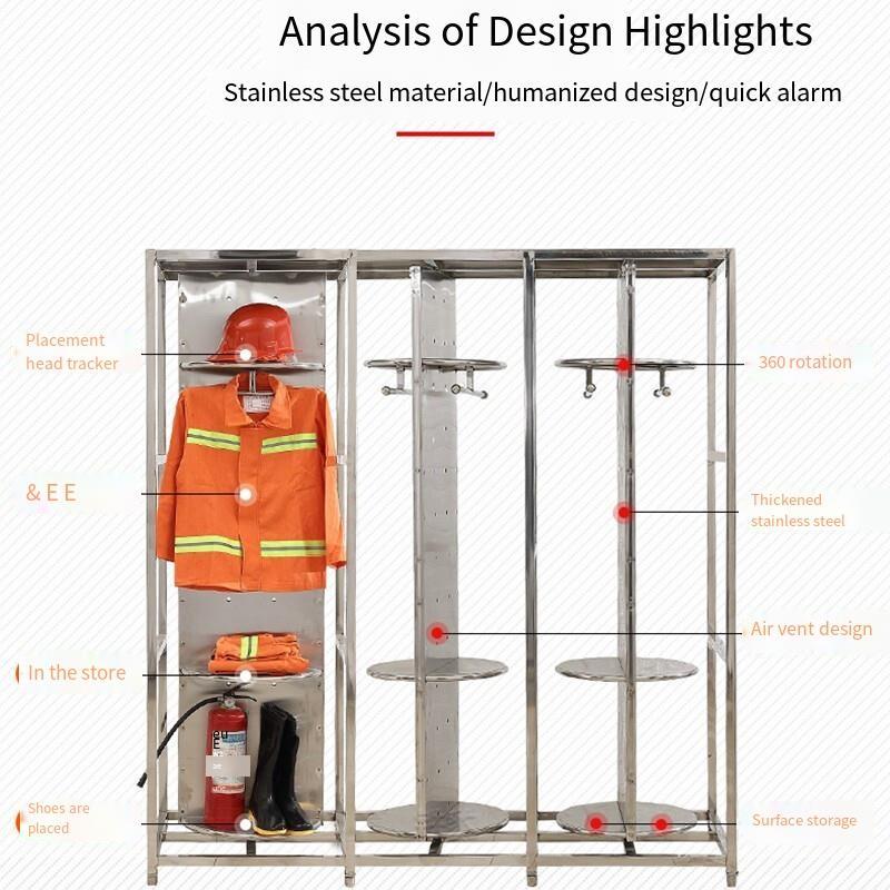 Stainless Steel Fire-fighting Clothes Rack 4-person; ECVV USA – ECVV.us