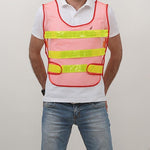 25 Pieces Reflective Clothing Reflective Vest Fluorescent Orange Mesh Car Traffic Safety Warning Vest Sanitation Construction Duty Cycling Safety Clothing