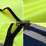 High Visibility Reflective Safety Vests with Pockets and Zipper Front 2 Highly Reflective Strips for Safety Working Running - Fluorescent Yellow+Blue