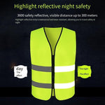 Reflective Vest Zipper Reflective Vest Fluorescent Yellow Green Car Traffic Safety Warning Vest Double Reflective Strip Environmental Sanitation Construction Duty Riding Safety Suit