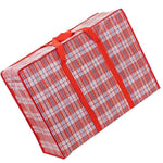70*50*24cm Red Lattice (10 Pack) Woven Bag Moving Bag Extra Thick Oxford Cloth Luggage Packing Bag Waterproof Storage Snake Skin Bag